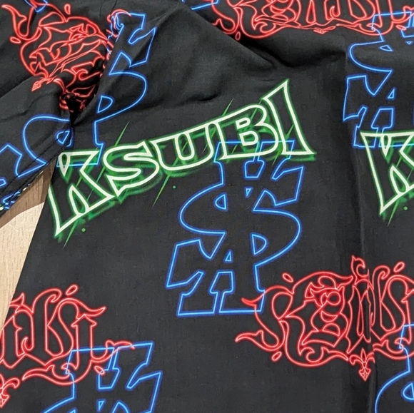 Mens KSUBI Glow Resort SS Camp Shirt Black Multi - Picture 2 of 5